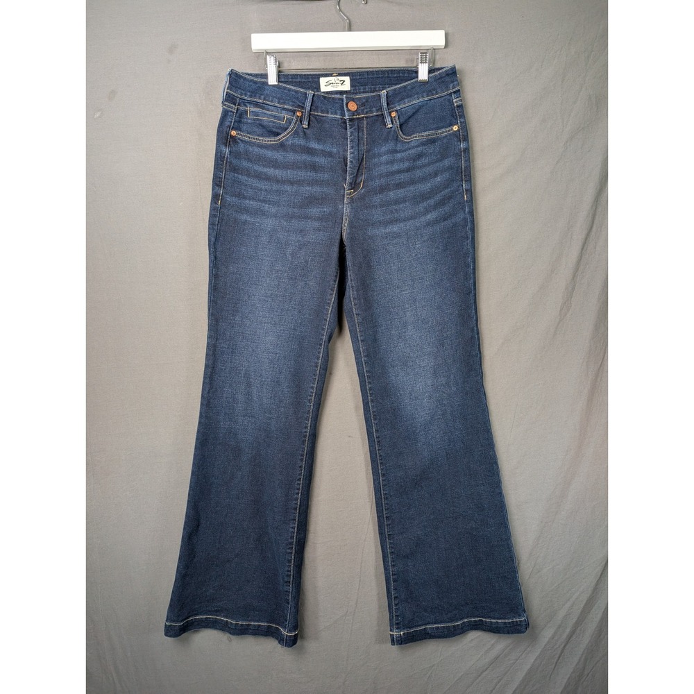 Seven7 Womens High Rise Wide Leg Trouser Jeans Dark Wash Blue Size 10 5773